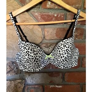 Victoria Secret Body by Victoria Lined Demi Bra 34C Leopard Print Black White